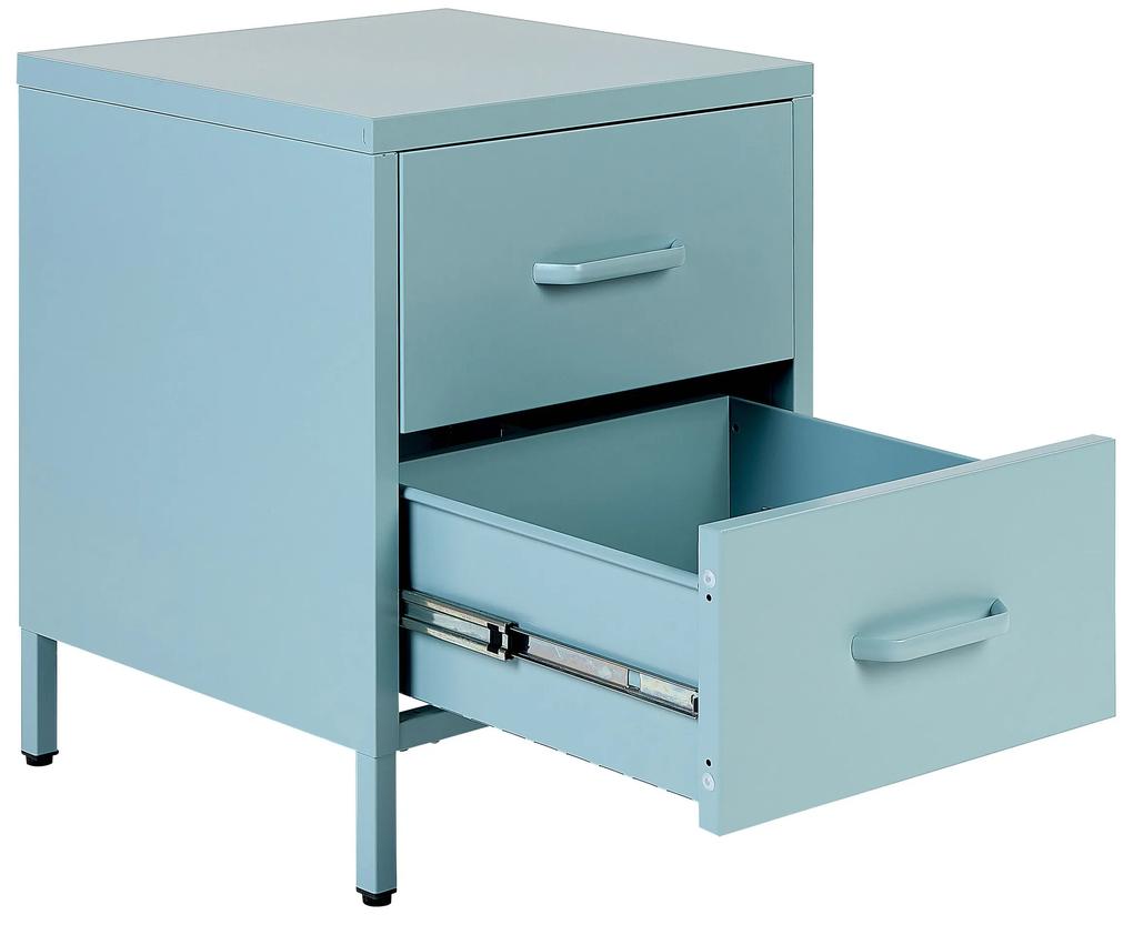 Mesa de cabeceira com 2 gavetas em metal azul claro MALAVI Beliani