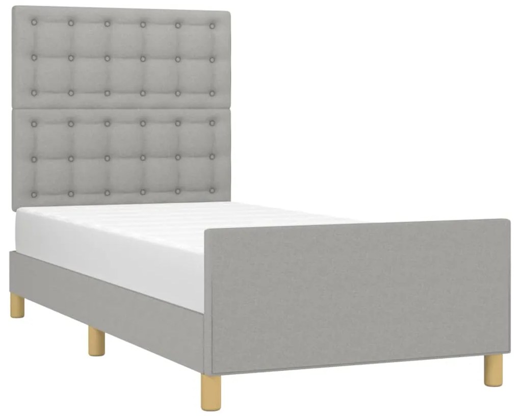 Estrutura de cama sem colchão 100x200 cm tecido cinzento-claro