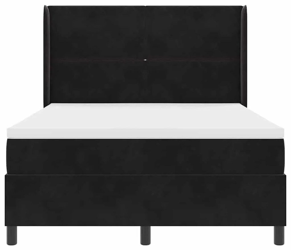 Cama Box com Colchão vidaXL Preto 140x200 cm Veludo