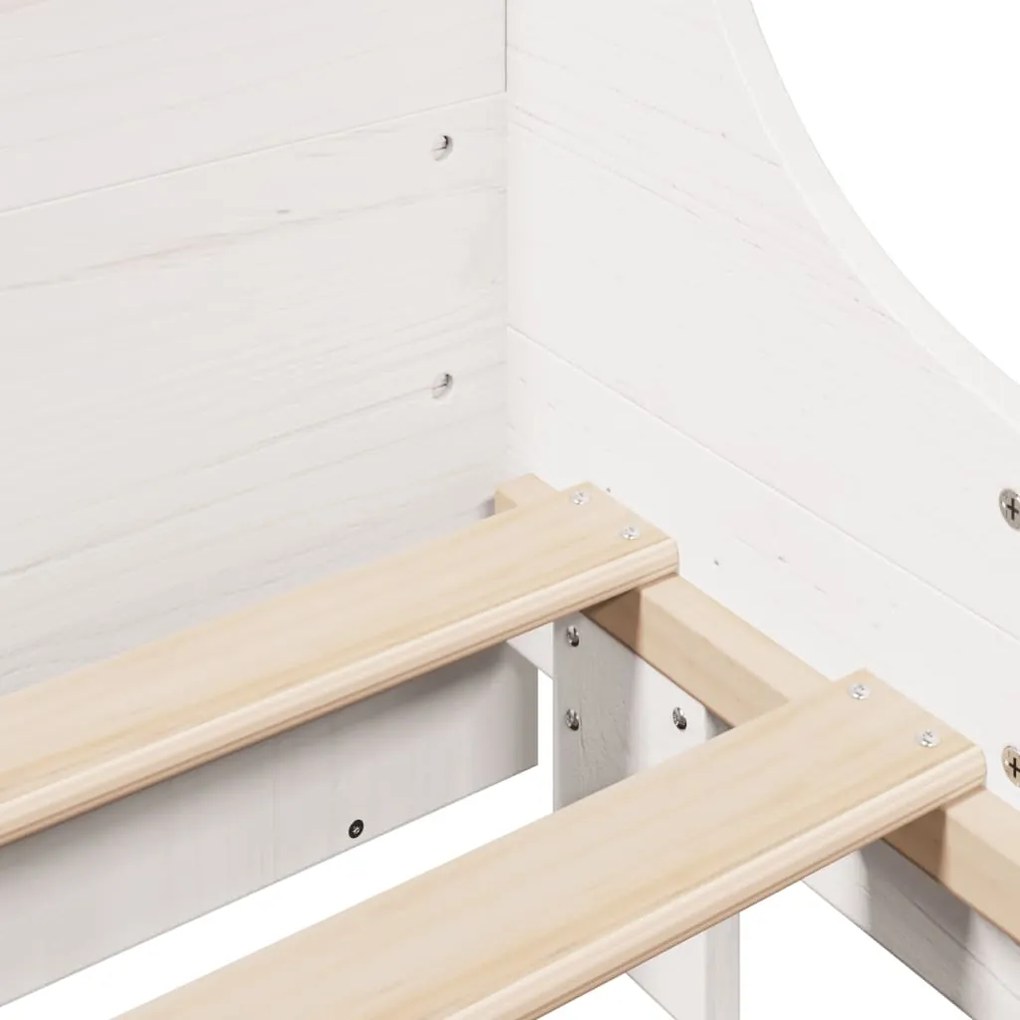 Cama com estante sem colchão 200x200 cm madeira maciça branco
