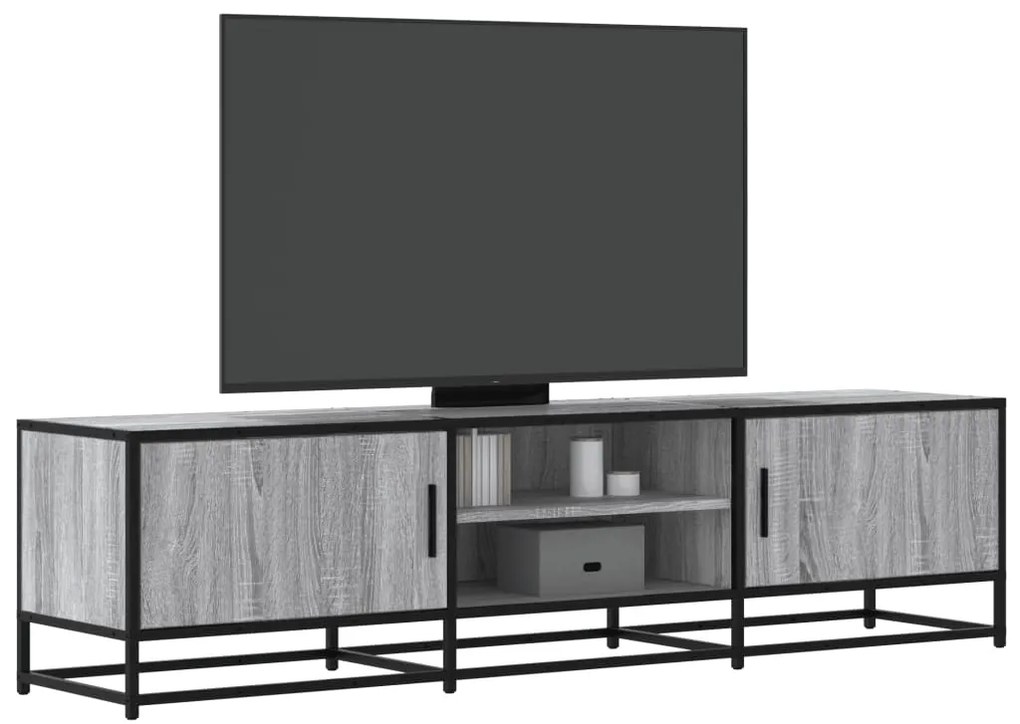 Móvel p/ TV 160x35x41cm derivados madeira/metal cinzento sonoma