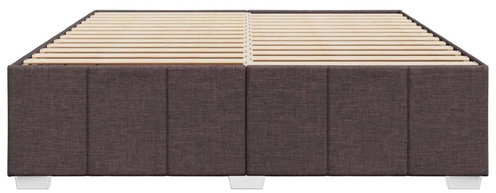 Estrutura de cama sem colchão 200x200 cm tecido castanho-escuro