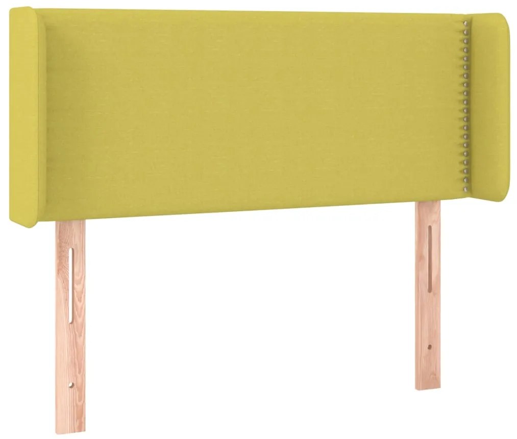 Cabeceira de cama c/ luzes LED tecido 83x16x78/88 cm verde