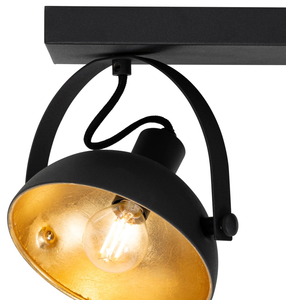 Luminária de teto industrial preto com dourado 3 luzes ajustáveis - Magnax