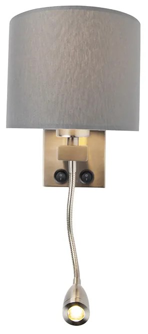 Candeeiro de parede inteligente em aço com abajur cinzento incl. Wi-Fi A60 - Brescia Moderno