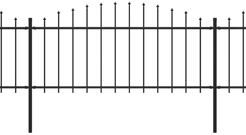 Cerca de jardim com topo em lanças (0,5-0,75)x13,6 m aço preto