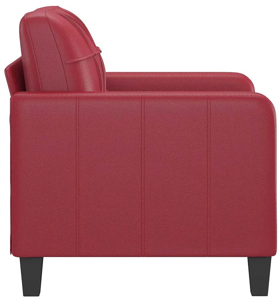 Poltrona 60 cm couro artificial vermelho tinto