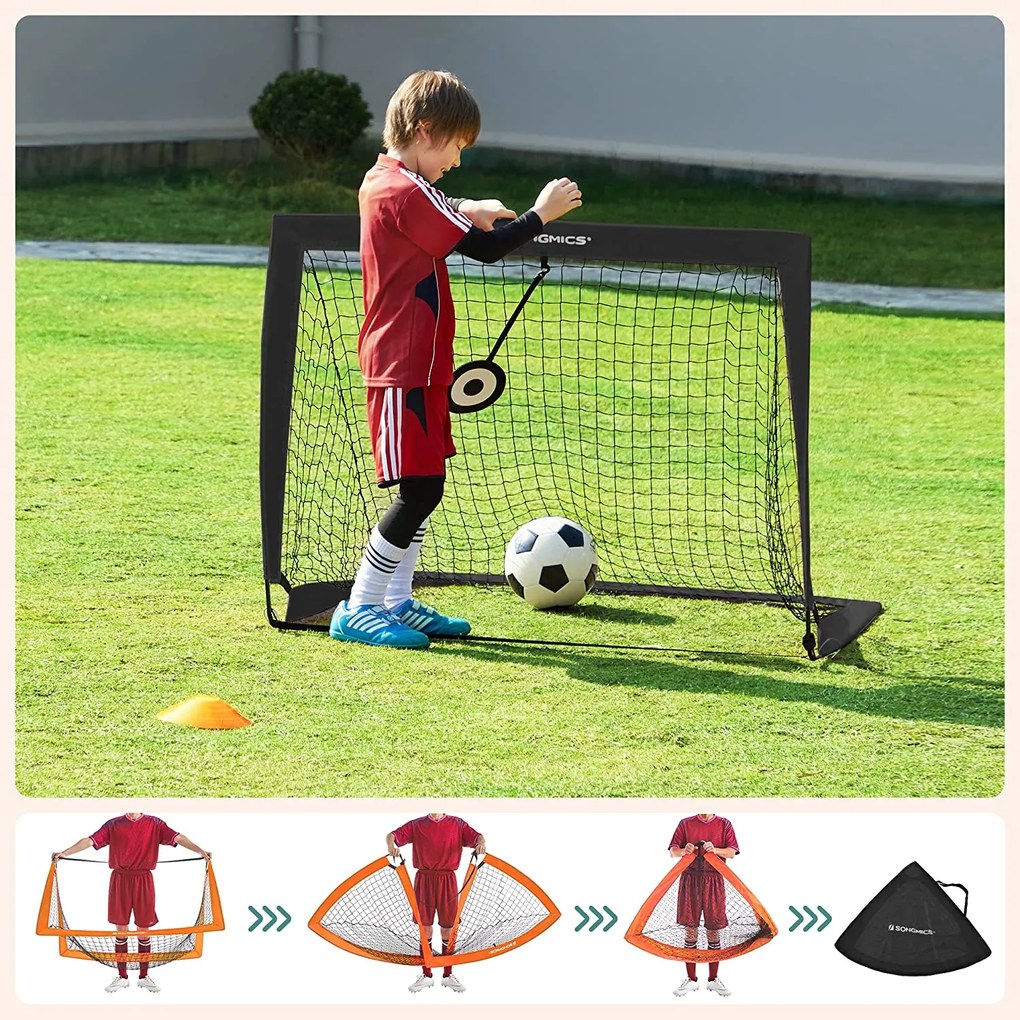 Conjunto de 2 balizas de futebol com acessórios de treino 120 x 91 x 91 cm para crianças laranja