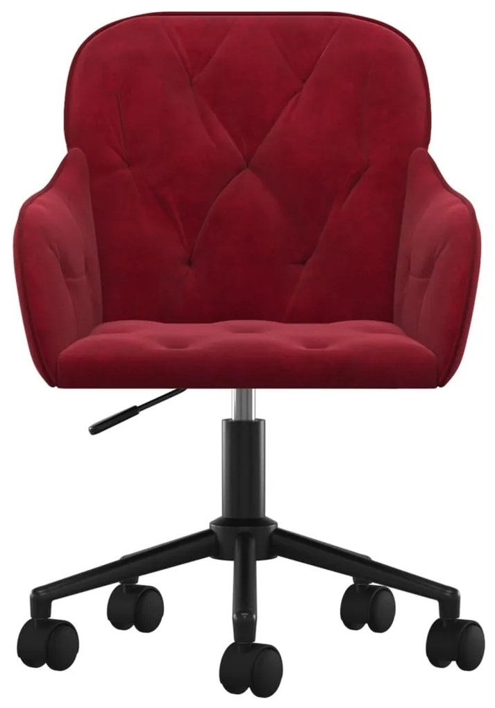Cadeira de escritório giratória veludo vermelho tinto