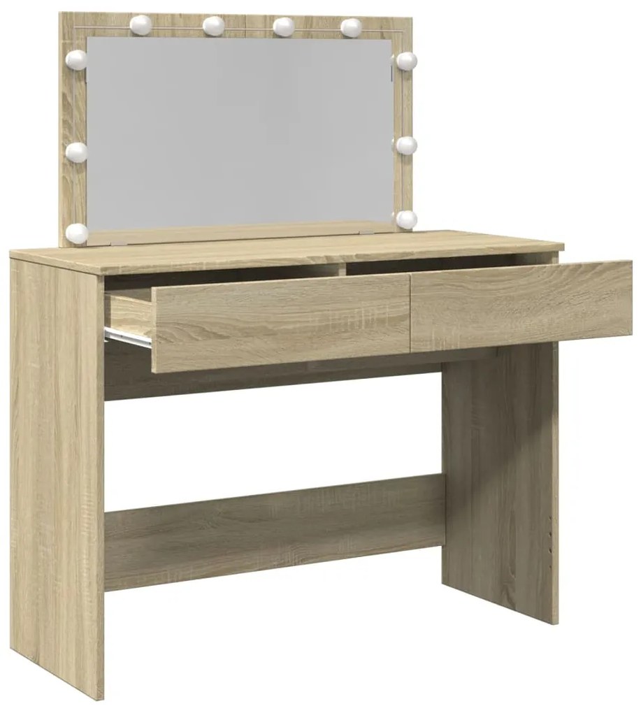 Toucador com LEDs 100x40x120 cm carvalho sonoma