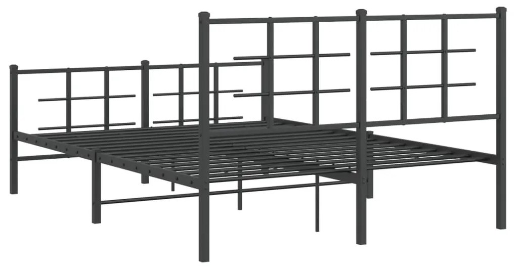Estrutura de cama com cabeceira e pés 140x200 cm metal preto