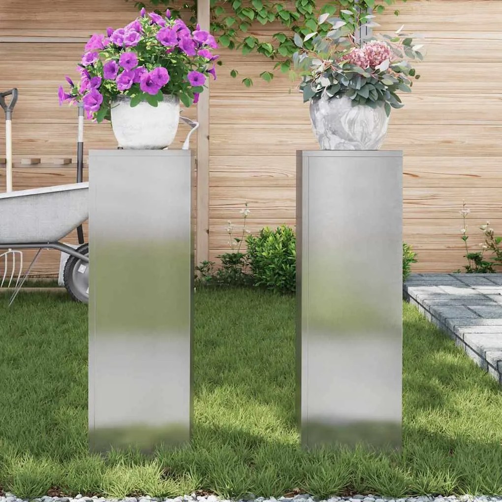 Suportes para Plantas de Exterior vidaXL Pilar 2 pcs 24x24x75 cm Aço I