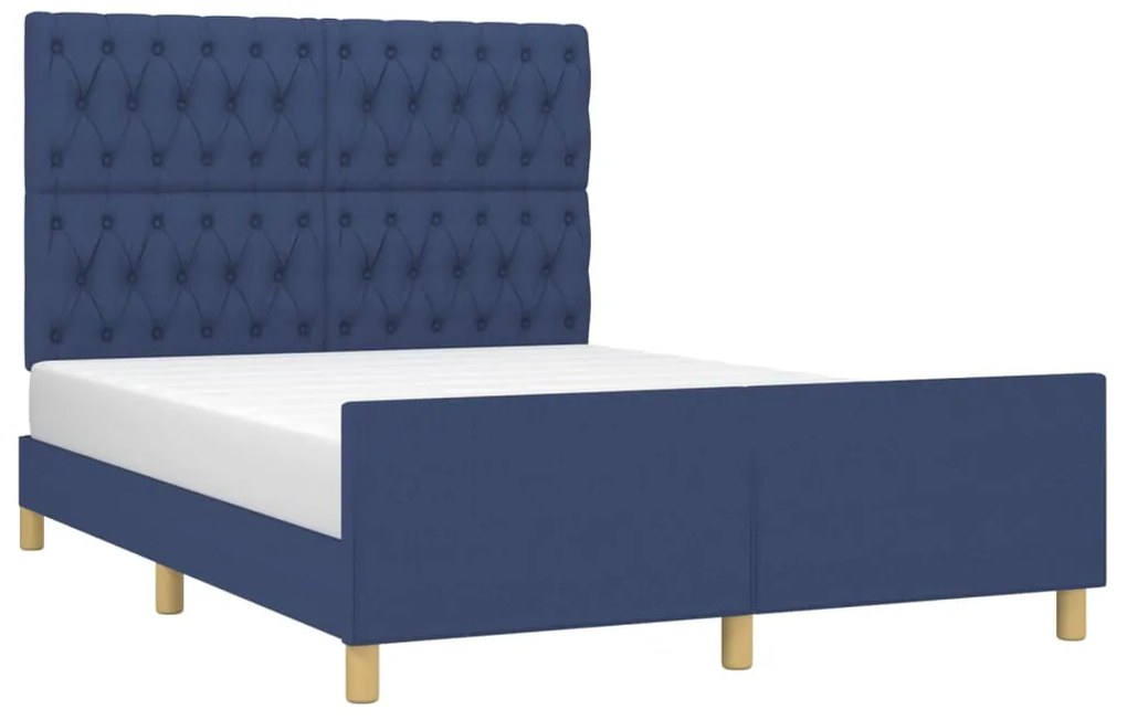 Estrutura de cama sem colchão 140x200 cm tecido azul