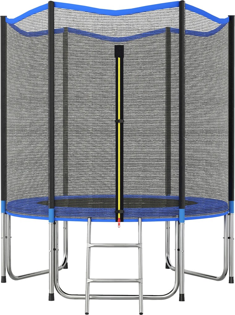 SPORTNOW Cama Elástica Exterior Ø183 cm Trampolim para Crianças com Rede de Segurança Escada e Acolchoamento de Molas Azul | Aosom Portugal