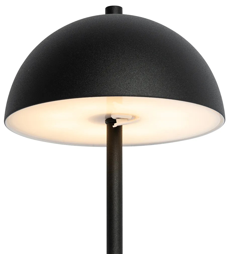 LED Candeeiro de mesa exterior preto recarregável com dimmer de 3 níveis - Keira Moderno