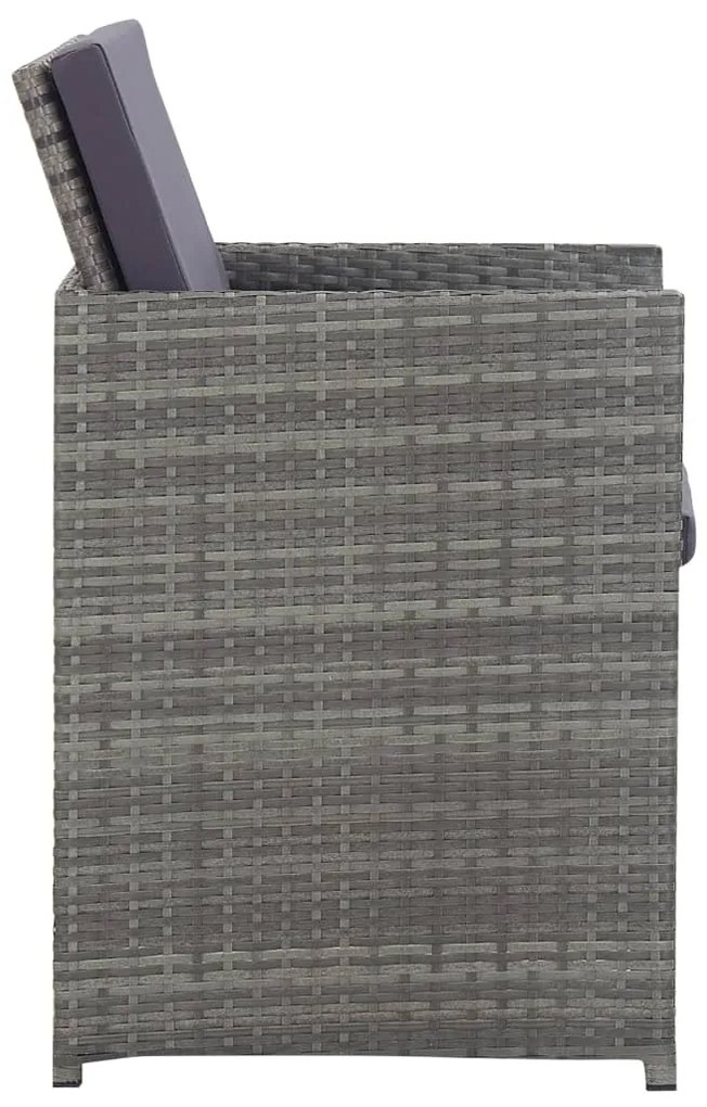 13 pcs conjunto jantar exterior vime e madeira acácia antracite
