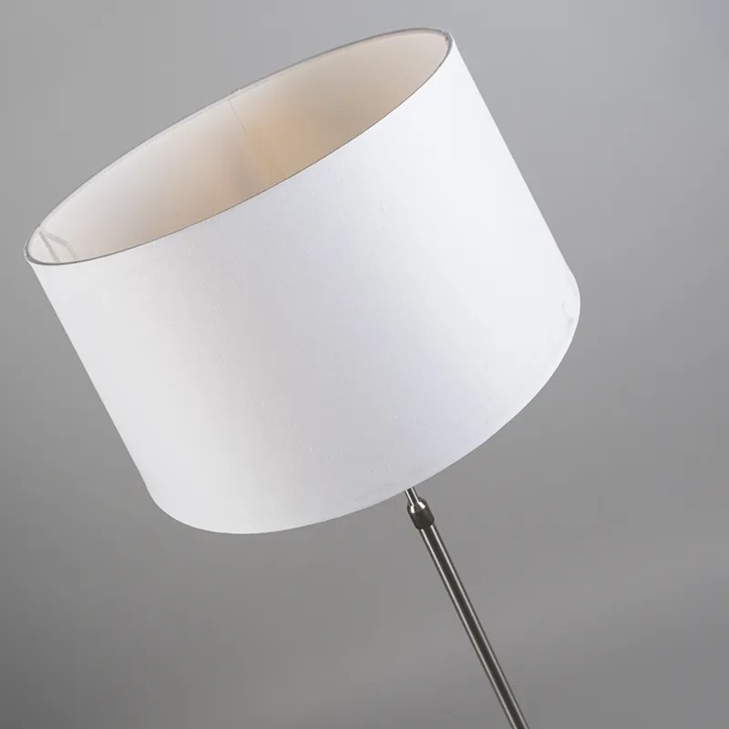 Candeeiro de pé em aço com abat-jour branco 45 cm ajustável - Parte Design,Moderno