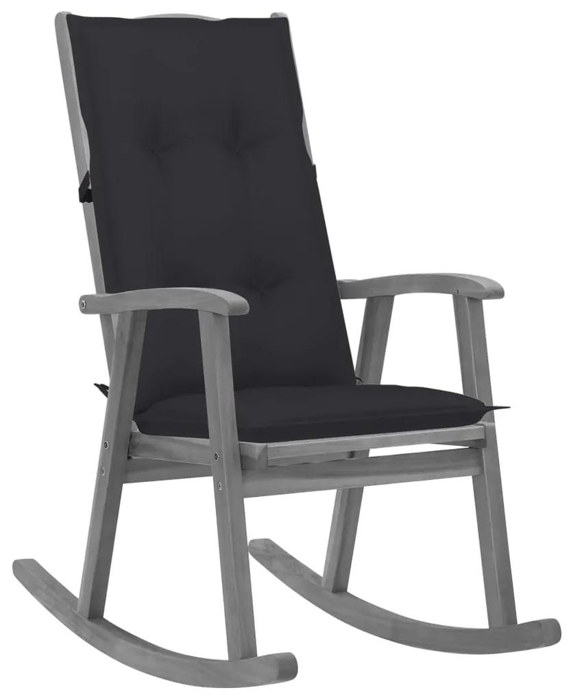 3064224 vidaXL Cadeira de baloiço com almofadões acácia maciça cinzento