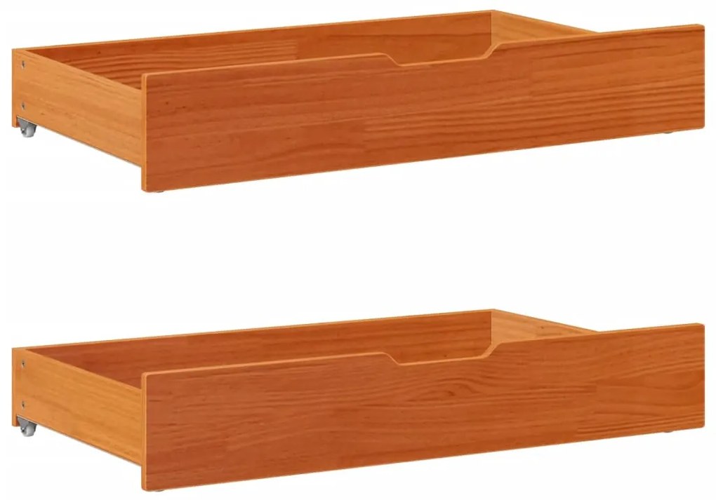 Gavetas para cama 2 pcs 90x55x16 cm pinho maciço castanho-mel