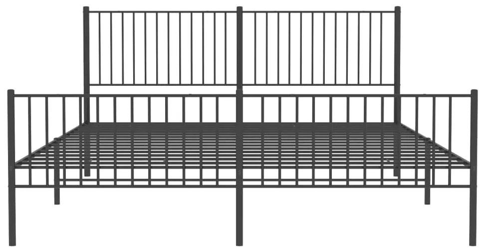 Estrutura de cama com cabeceira e pés 200x200 cm metal preto
