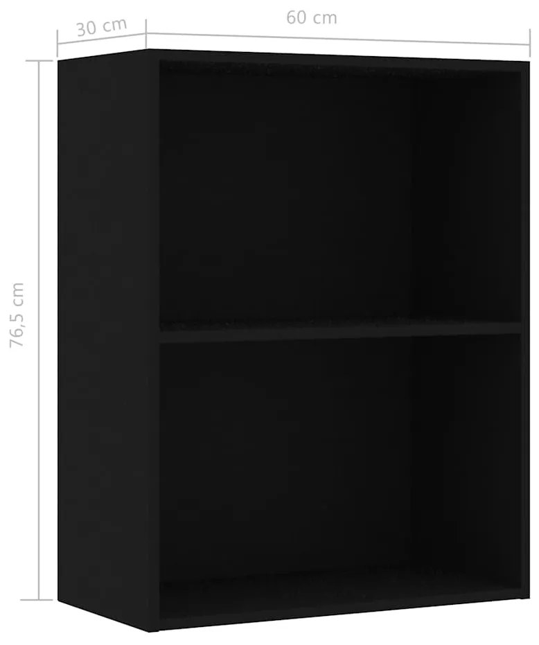 Estante com 2 prateleiras 60x30x76,5 cm contraplacado preto