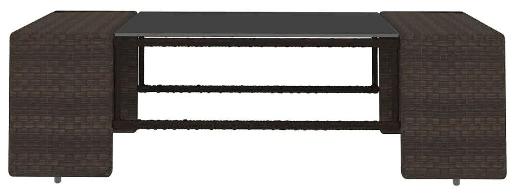 9 pcs conjunto lounge p/ jardim c/ almofadões vime PE castanho