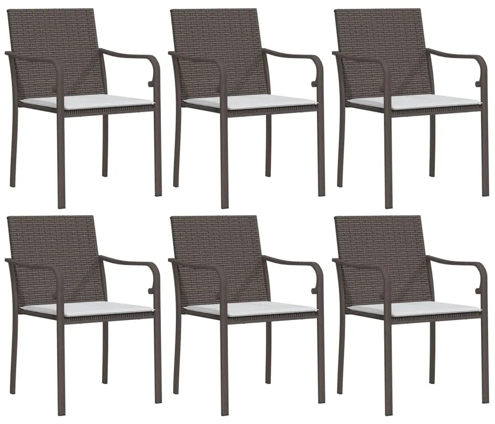 7 pcs conjunto de jantar p/ jardim c/ almofadões vime PE e aço