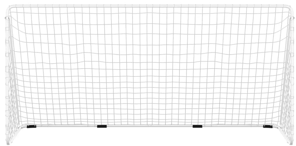 Baliza de futebol com rede 366x122x182 cm aço branco