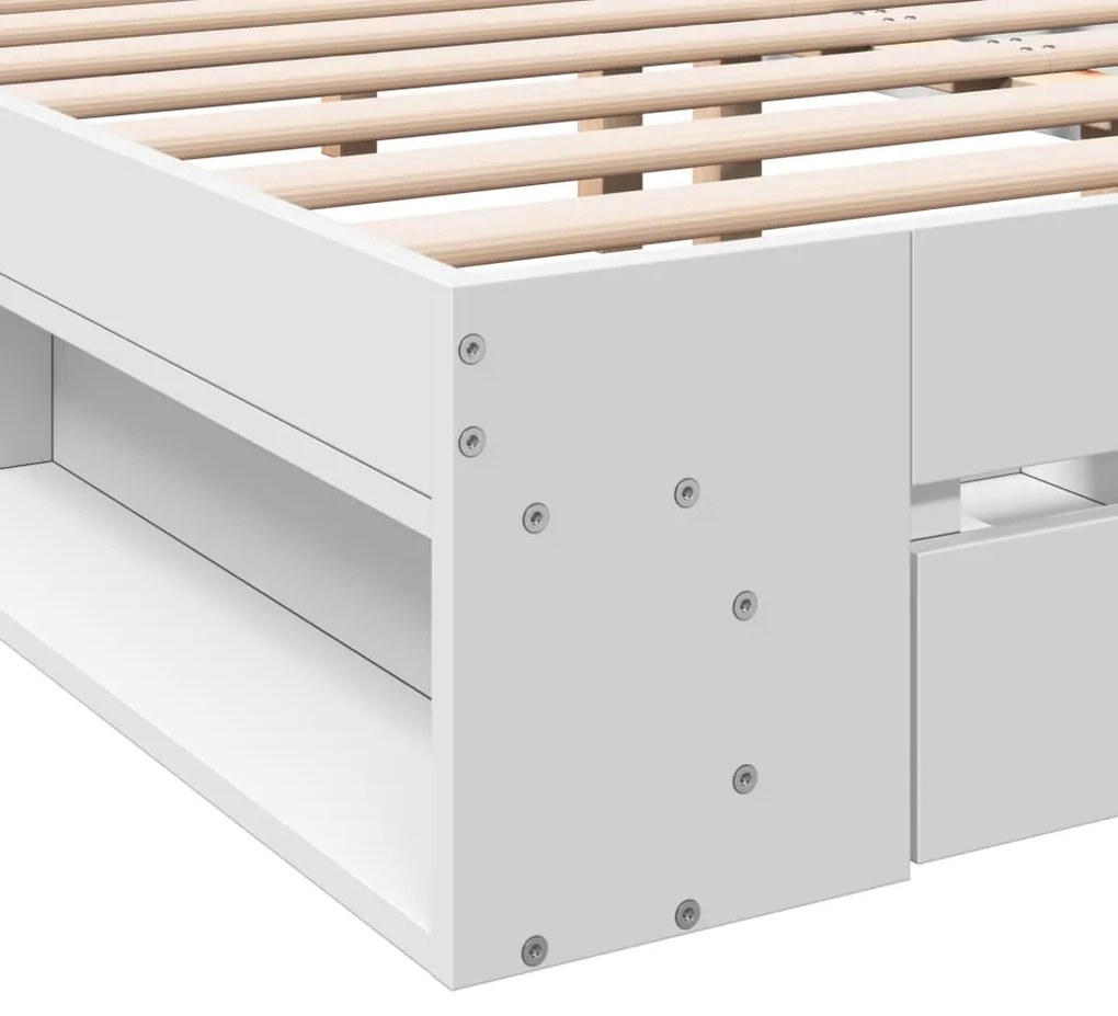 Estrutura de cama c/ gavetas 160x200cm derivados madeira branco