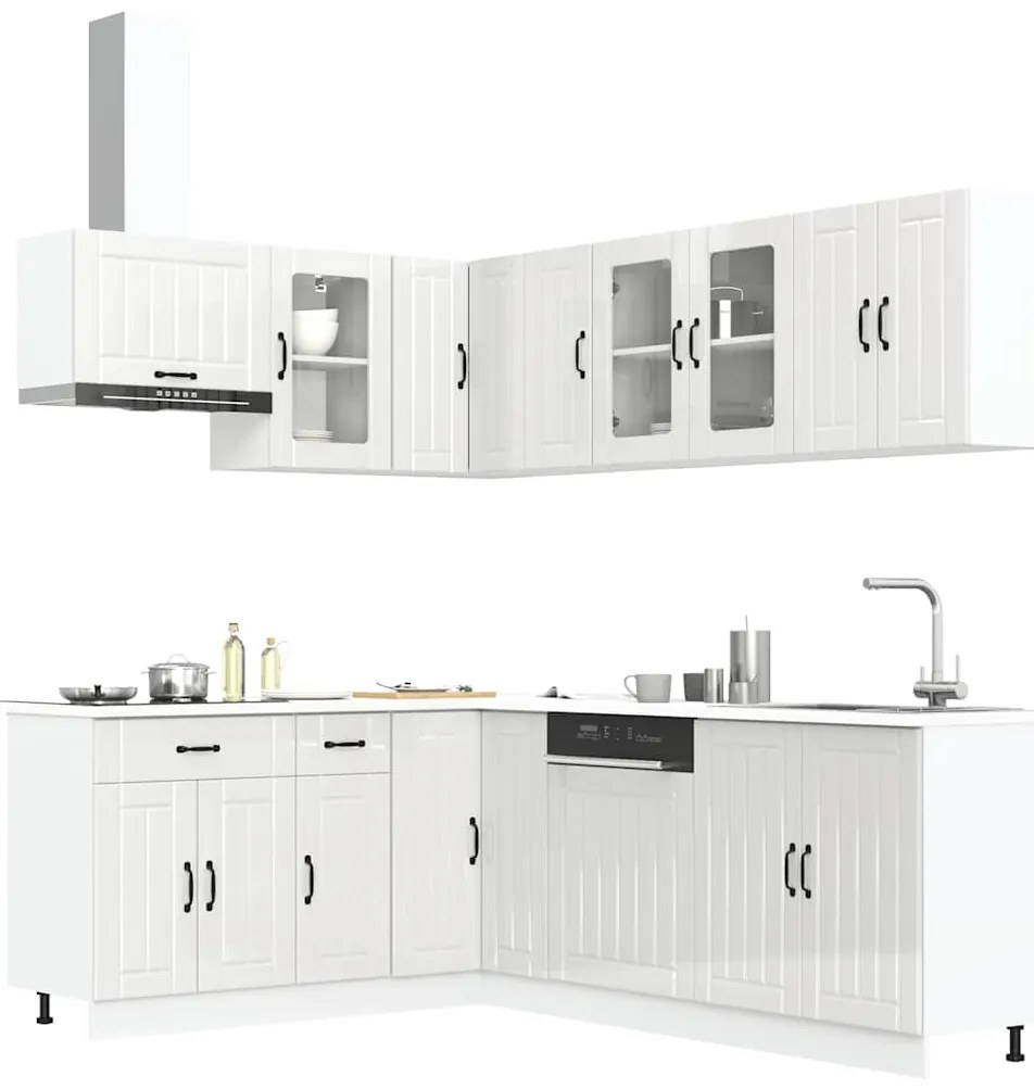 11 peças armário de cozinha conjunto Lucca brilho branco