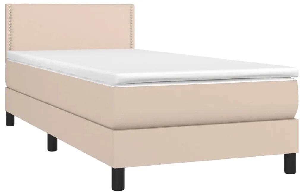 Cama com molas/colchão 100x200 cm couro artificial cappuccino
