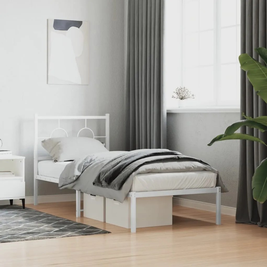 Estrutura de cama sem colchão com cabeceira 75x190 cm branco