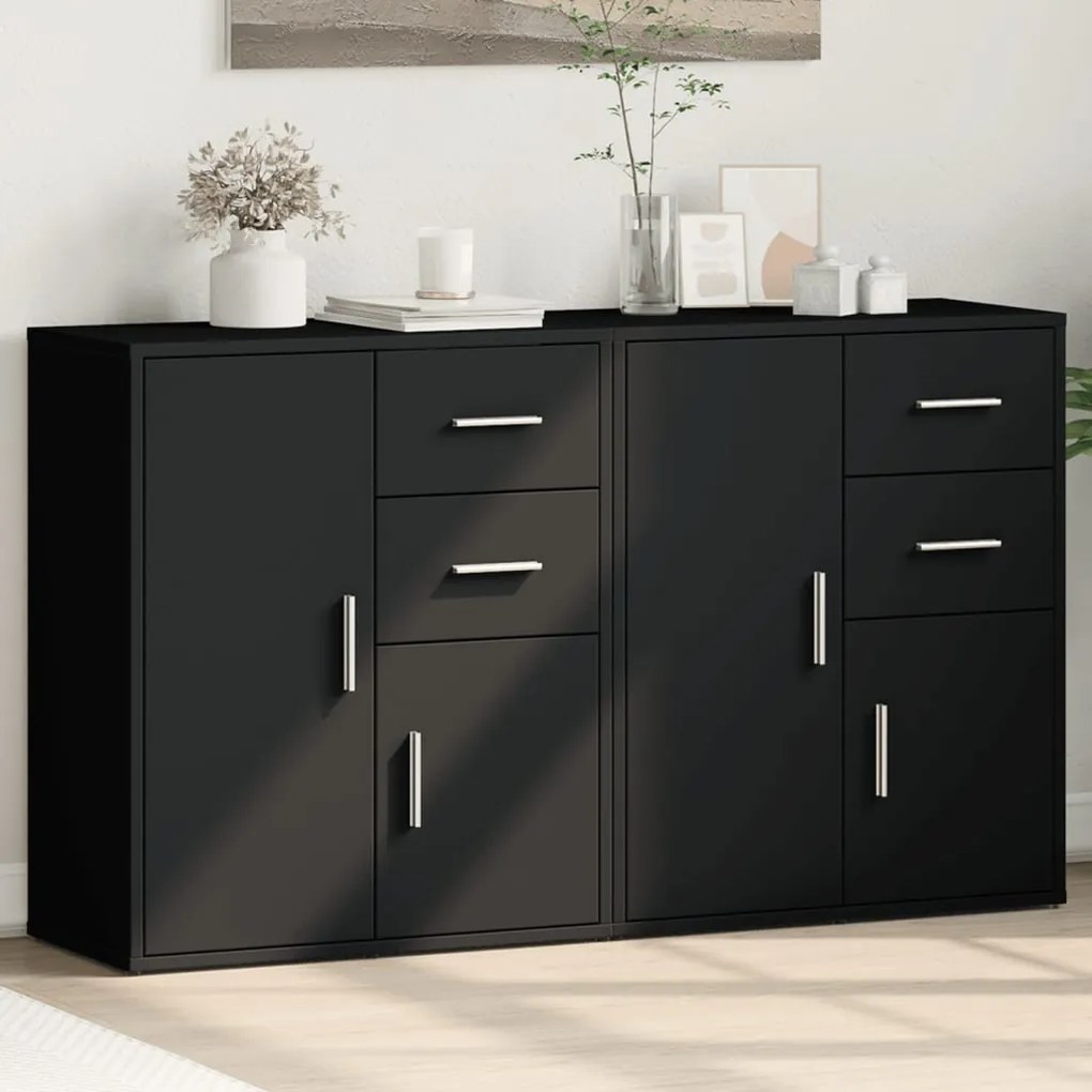 vidaXL Aparadores 2 pcs 60x31x70 cm derivados de madeira preto