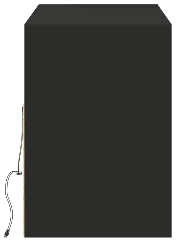 Móvel de parede para TV com luzes LED 130x31x45 cm preto