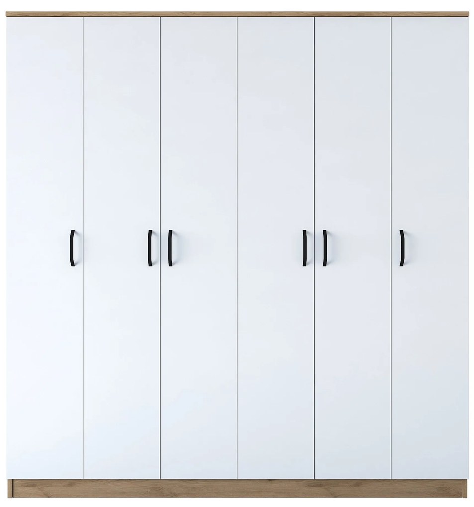 Roupeiro BA114 – Nogueira/Branco – 180x190,8x47,3 cm