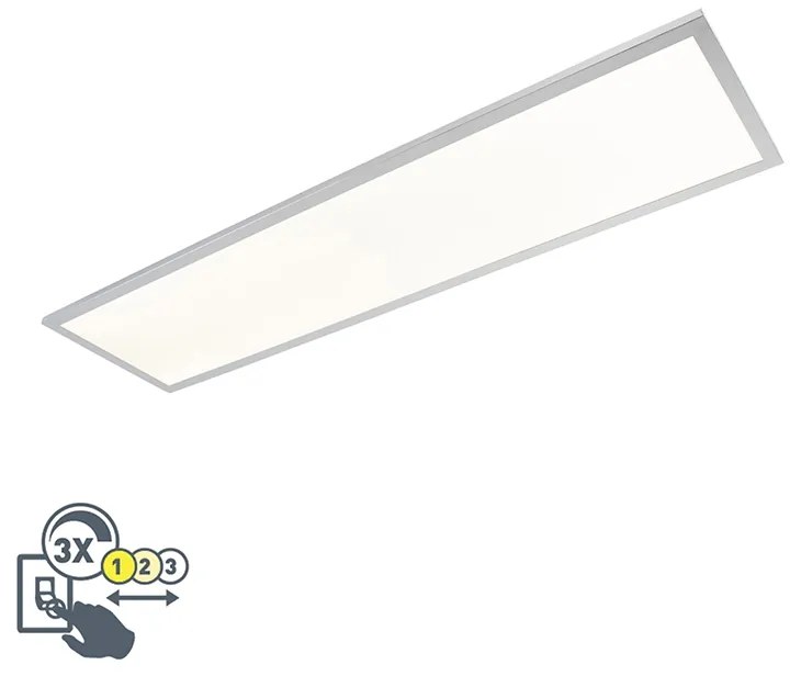 Candeeiro de teto oblongo elegante cromado com LED IP44 - Flat Moderno