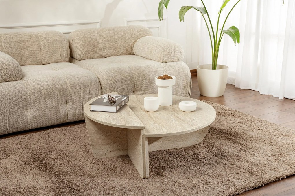 Mesa de Centro Orion – Travertino – 90x30x60 cm / 85x35x30 cm