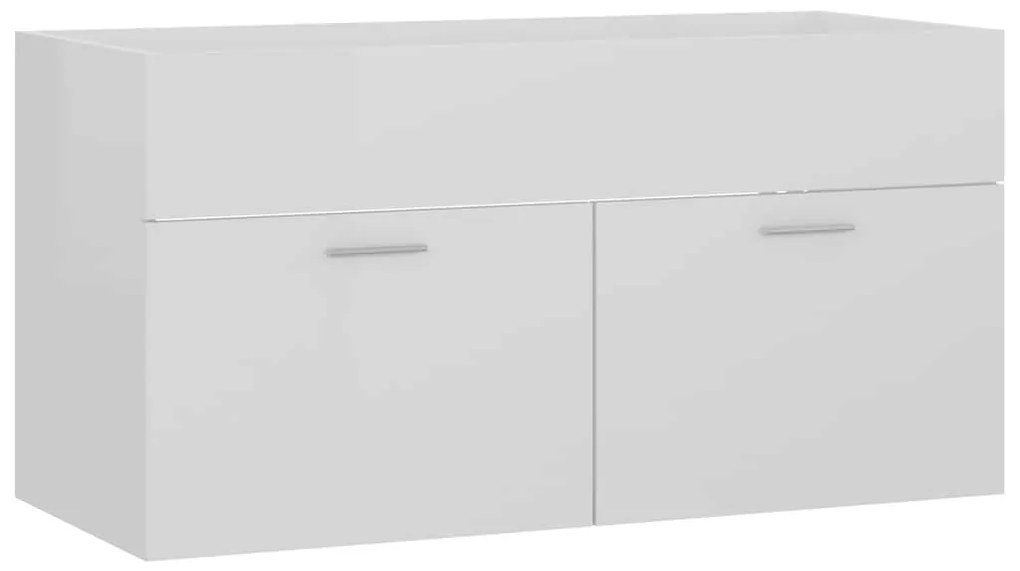 Conj. móveis de casa de banho 2 pcs contrapl. branco brilhante