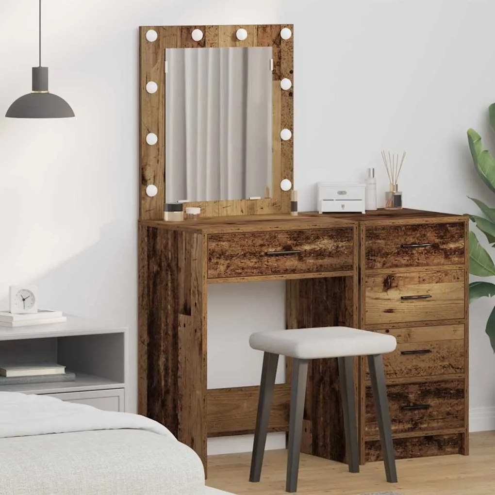 vidaXL Mesa de Maquiagem com gaveta Madeira Antiga 50 x 41 x 135 cm