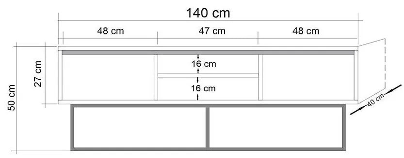Móvel para TV Rodez – Nogueira e Preto – 140x50x40 cm