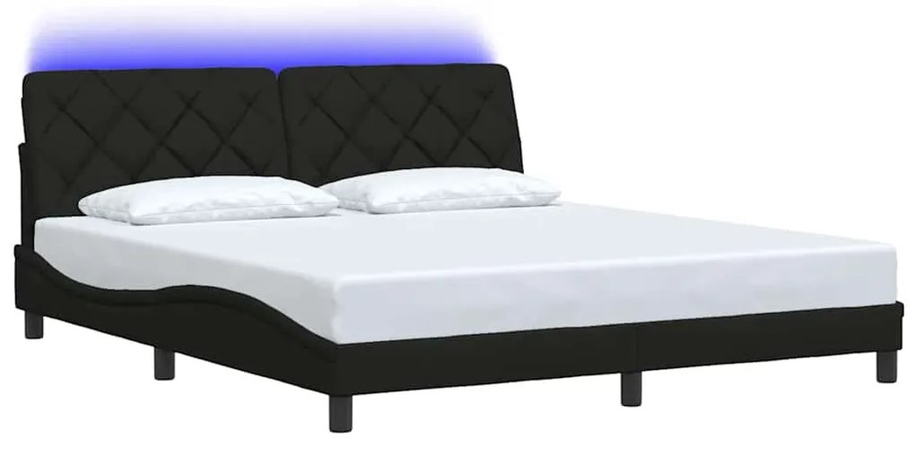 Estrutura de cama com LED sem colchão 180x200 cm tecido preto