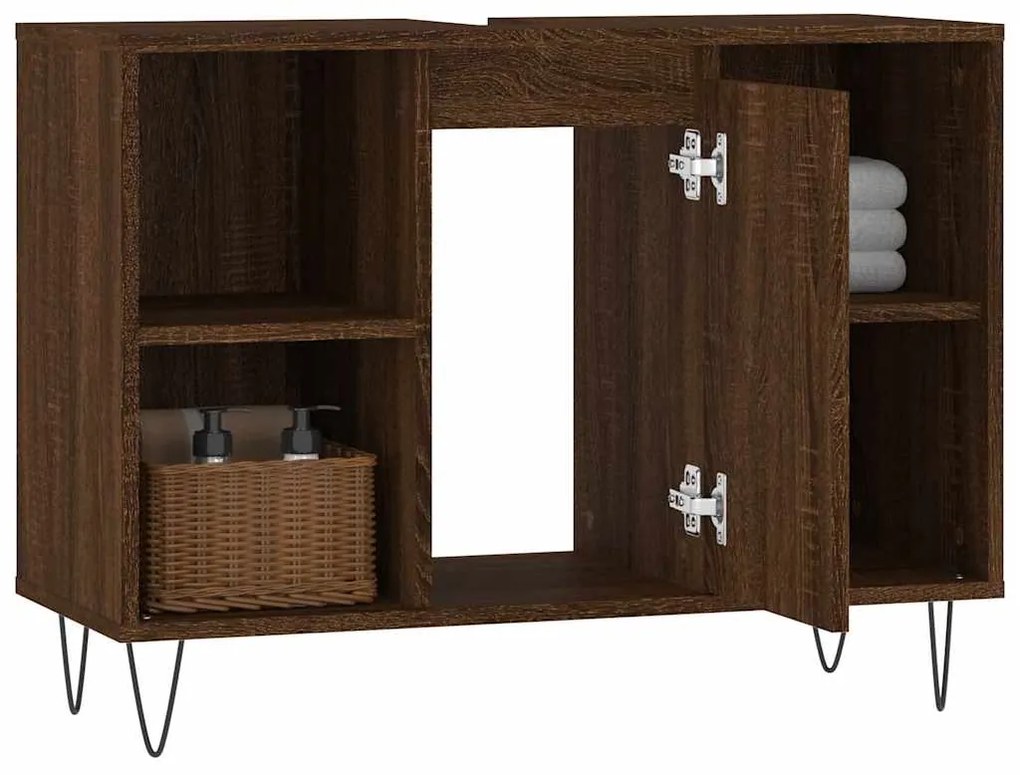 Armário casa banho 80x33x60 cm deriv.madeira carvalho castanho