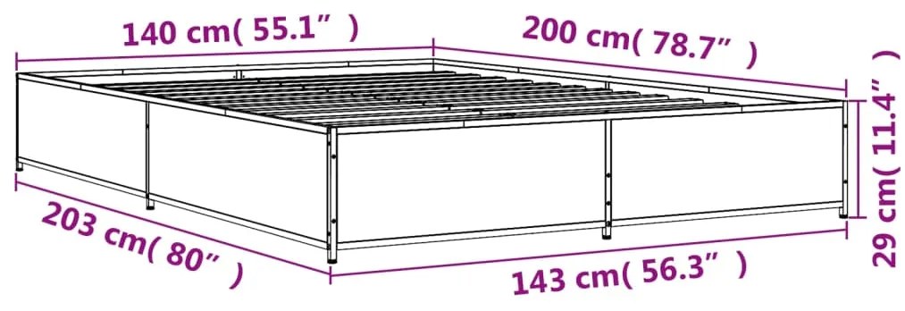 Estrutura de cama 140x200 cm derivados de madeira/metal