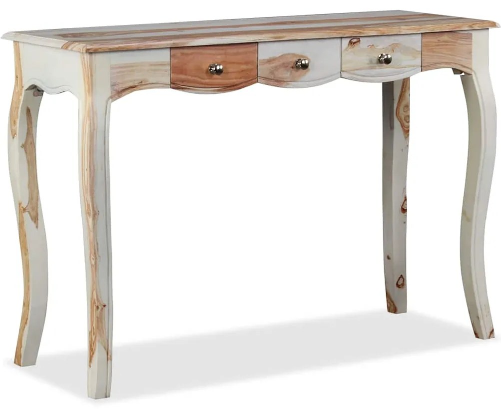 Mesa consola c/ 3 gavetas 110x40x76 cm madeira acácia maciça