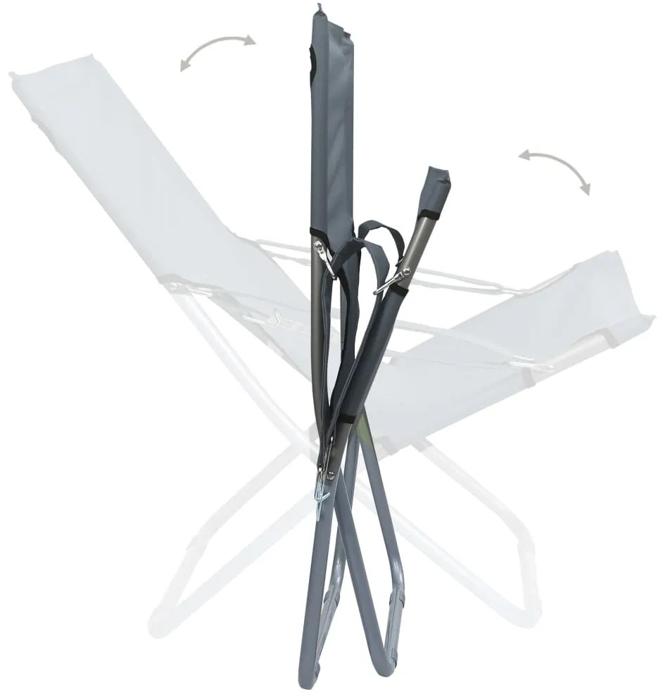 Cadeiras de praia dobráveis 2 pcs tecido cinzento