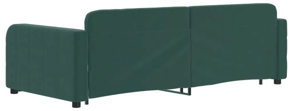 Sofá-cama com gavetão 90x200 cm veludo verde-escuro