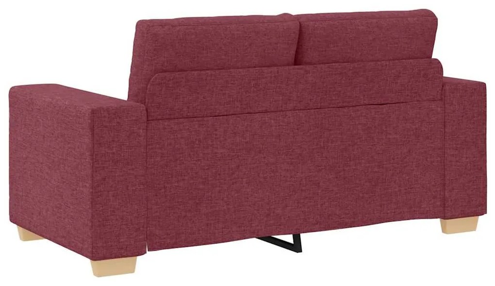 Conjunto de Sofá 2 Peças com Almofadas Vermelho Vinho Tecido