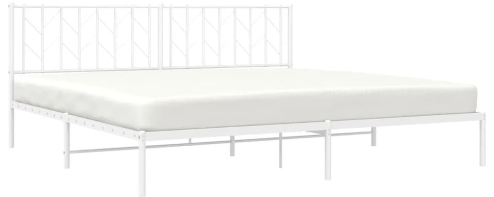 Estrutura de cama com cabeceira 200x200 cm metal branco