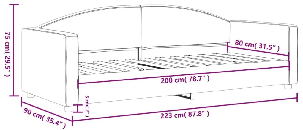 Sofá-cama 80x200 cm tecido cinzento-escuro