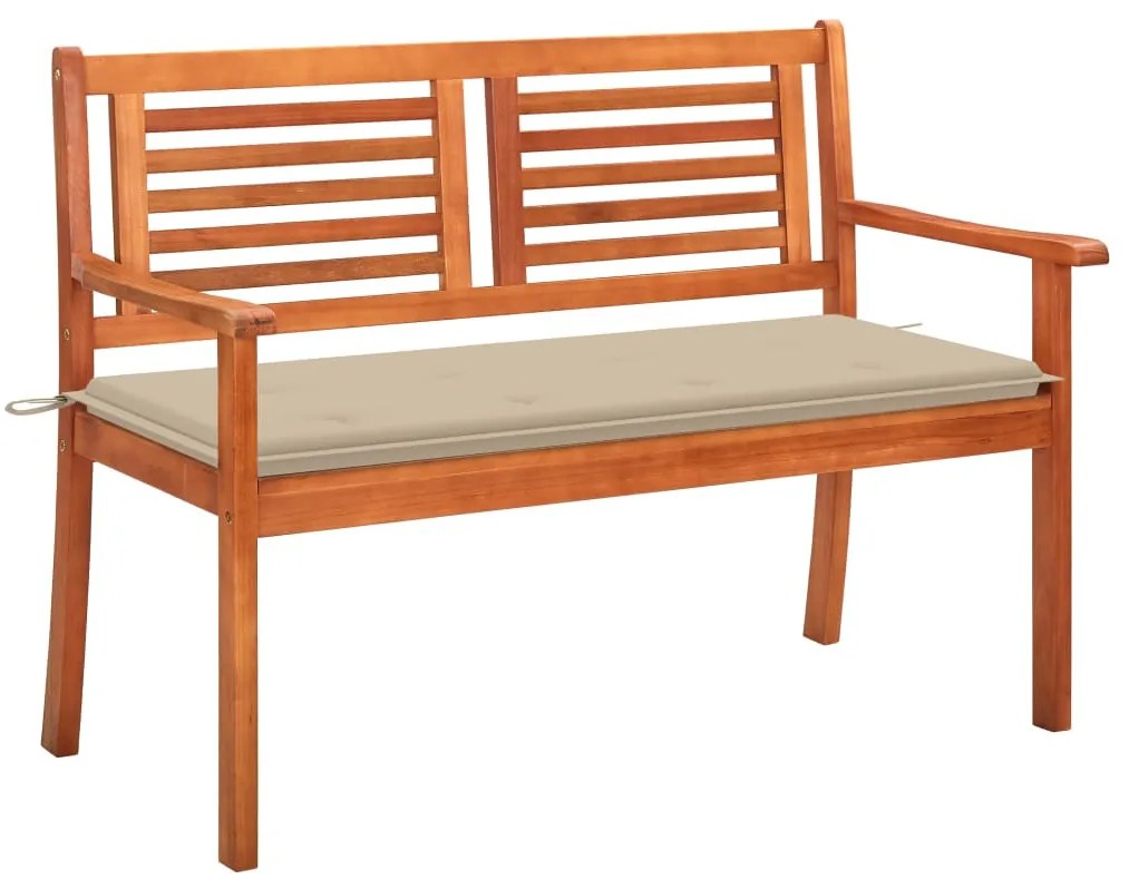 vidaXL Banco de jardim 2 lugares c/ almofadão 120 cm eucalipto maciço